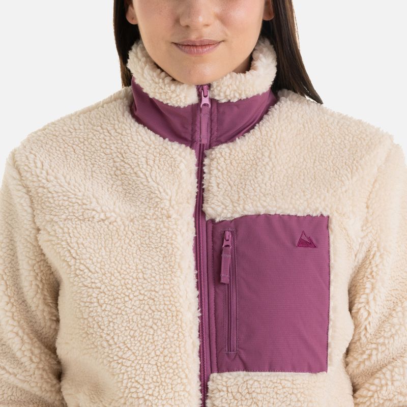 SHERPA JACKET - BEIGE, DARK ORCHID - 2