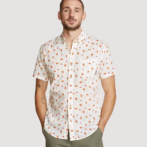 Camisa Eddie Bauer Baja Short Sleeve Shirt Print - Tan