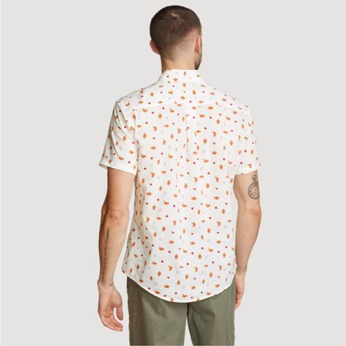 Camisa Eddie Bauer Baja Short Sleeve Shirt Print - Tan