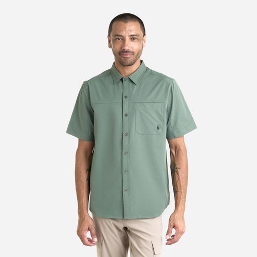 Spyder Camisa Short Sleeve Mini Ripstop 2 Pkt Shirt Hombre - Spruce Green